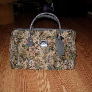 Vintage Jordache Floral Tapestry Carry On Travel Duffle Bag